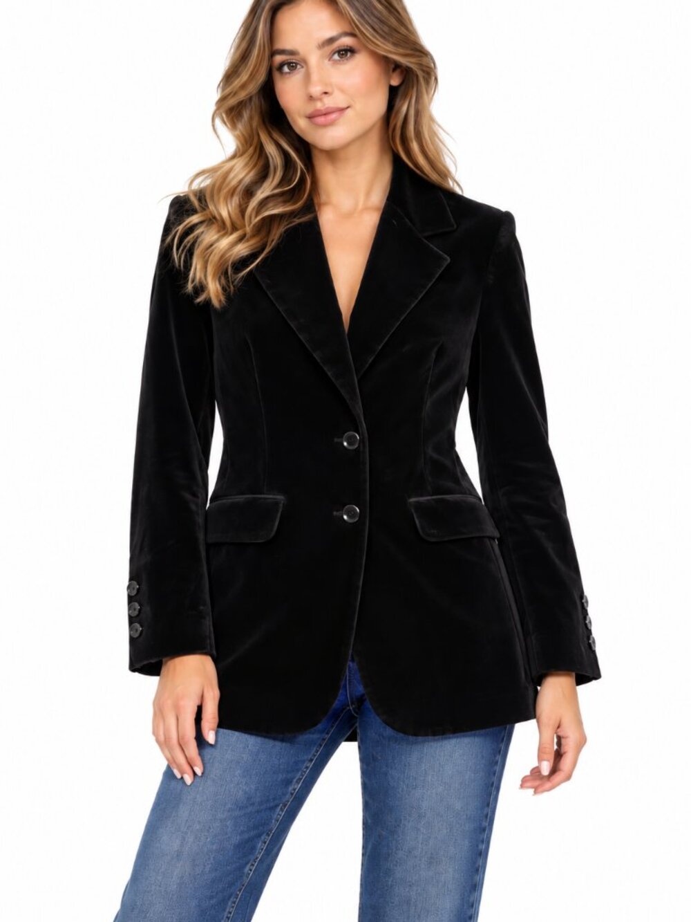 Vintage STYLE PARIS Susan Sutherland Black Velvet Blazer Made in France